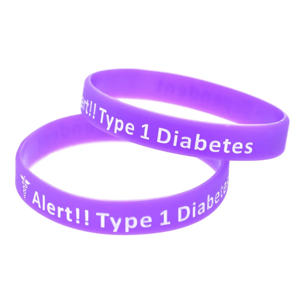 1PC/4PCS Type 1 Diabetes Insulin Dependent Silicone Wristband Medical Alert Bracelet 4 Colors