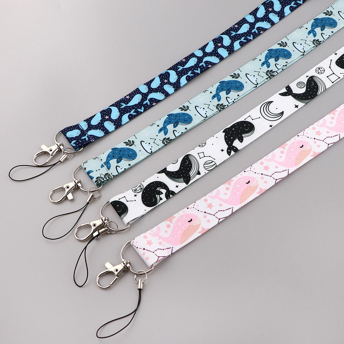 Cute Cartoon Blue Whale Lanyards ID Badge Holder Neck Strap for Key ID Card Cellphone Straps Badge Holder DIY Hanging Rope