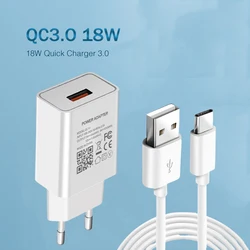 5V 3A USB Phone Charger Type-c USB Cable Quick Charge 3.0 For Samsung Galaxy S21 S20 FE S10 S9 S8 Plus Note 9 8 10 Pro Phones