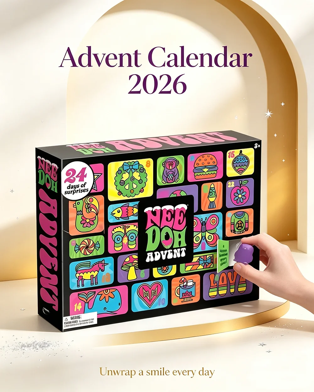 2026 New Hot Needoh Advent Calendar 24 Day Countdown New Year Family Friends Blind Box Party Squishy Squeeze Toy Stress Relif