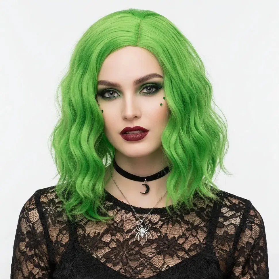 

VICWIG женский короткий волнистый белый парик для косплея, розовый, серый, красный, синий синтетический парик с линией для женской вечеринки или повседневного головного убора