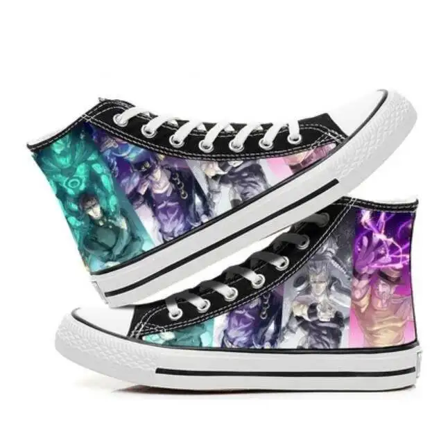 Cos jojo's bizarre sapatos de lona de aventura anime desenhos animados estudantes alta ajuda cosp casual confortável homens e mulheres faculdade