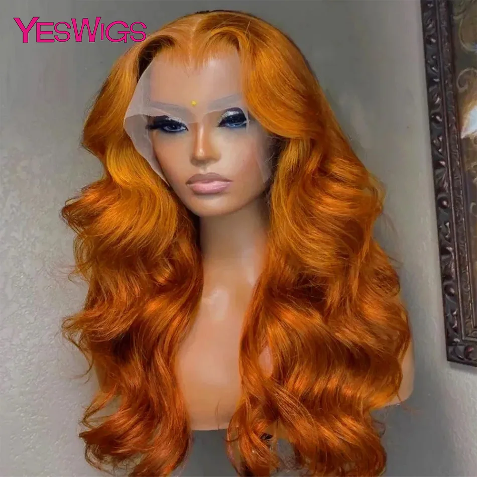 Perruque Lace Front Wig Body Wave sans colle brésilienne, cheveux 100% naturels, 13x6, 30 pouces, vidéo orange, en liquimanquer
