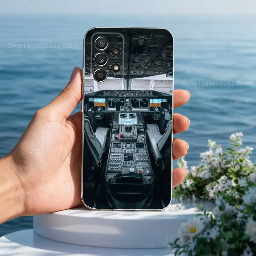 Instrumentos de arte de aviação para Samsung A30,71,51, S9,10,20, Ultra, S22,23,21,PIus,FE,Lite, Transparente, Capa de silicone