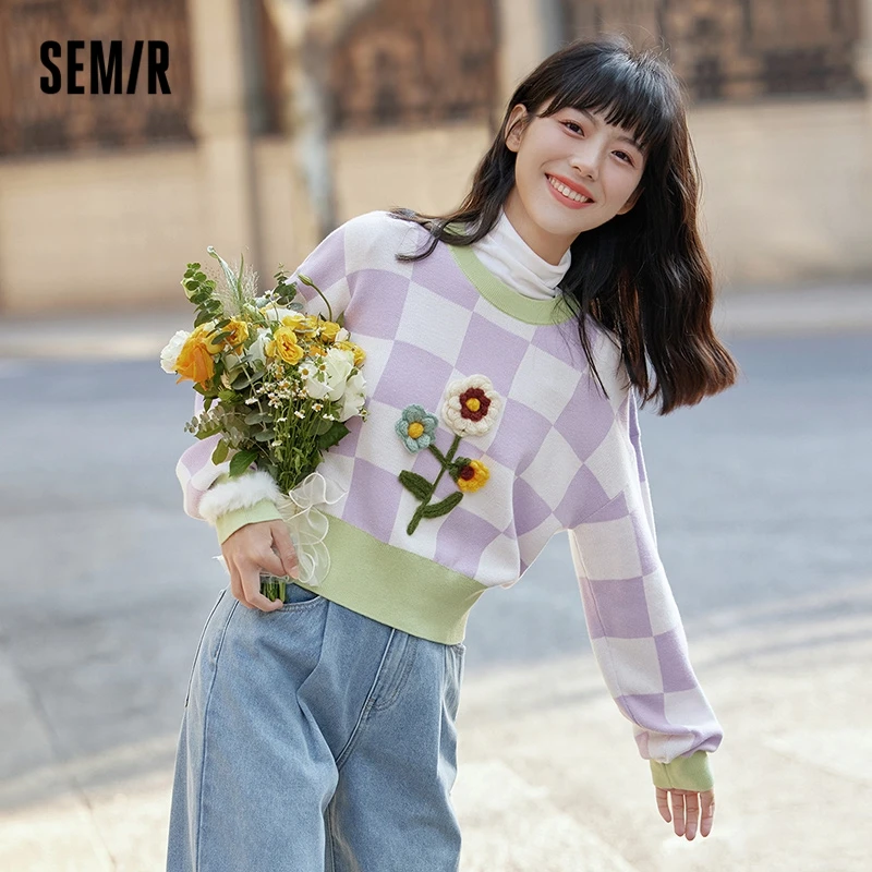 

Semir 2022 New Sweater Women Casual O-Neck Solid Pullovers Autumn Winter Womens Sweater Cashmere Knitwear