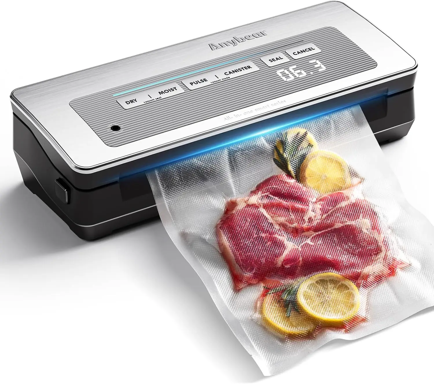 

Vacuum Sealer Machine, Anybear Powerful 90kPa 120W Wide Seal Food Sealer with Bags Storage and Build-in Cutter | Digital Countdo