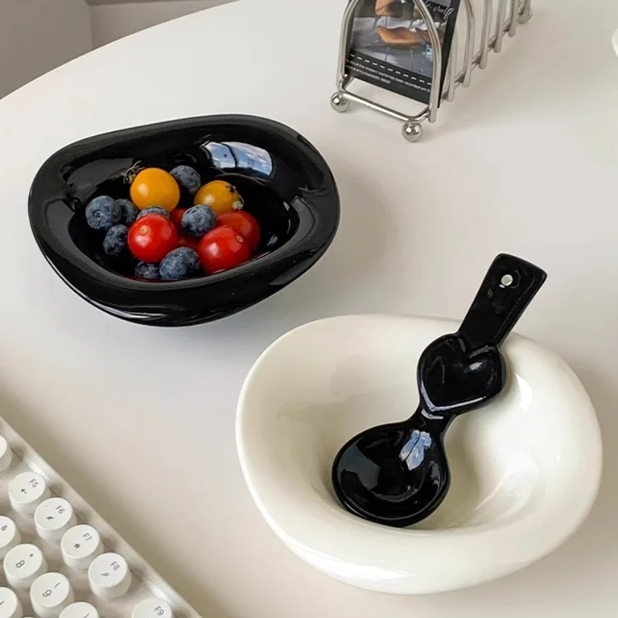 Handmade Ceramic Dessert Bowl Solid Color Yogurt Bowl Household High-value Tableware Fruit Salad Breakfast Oat Yogurt Bowl