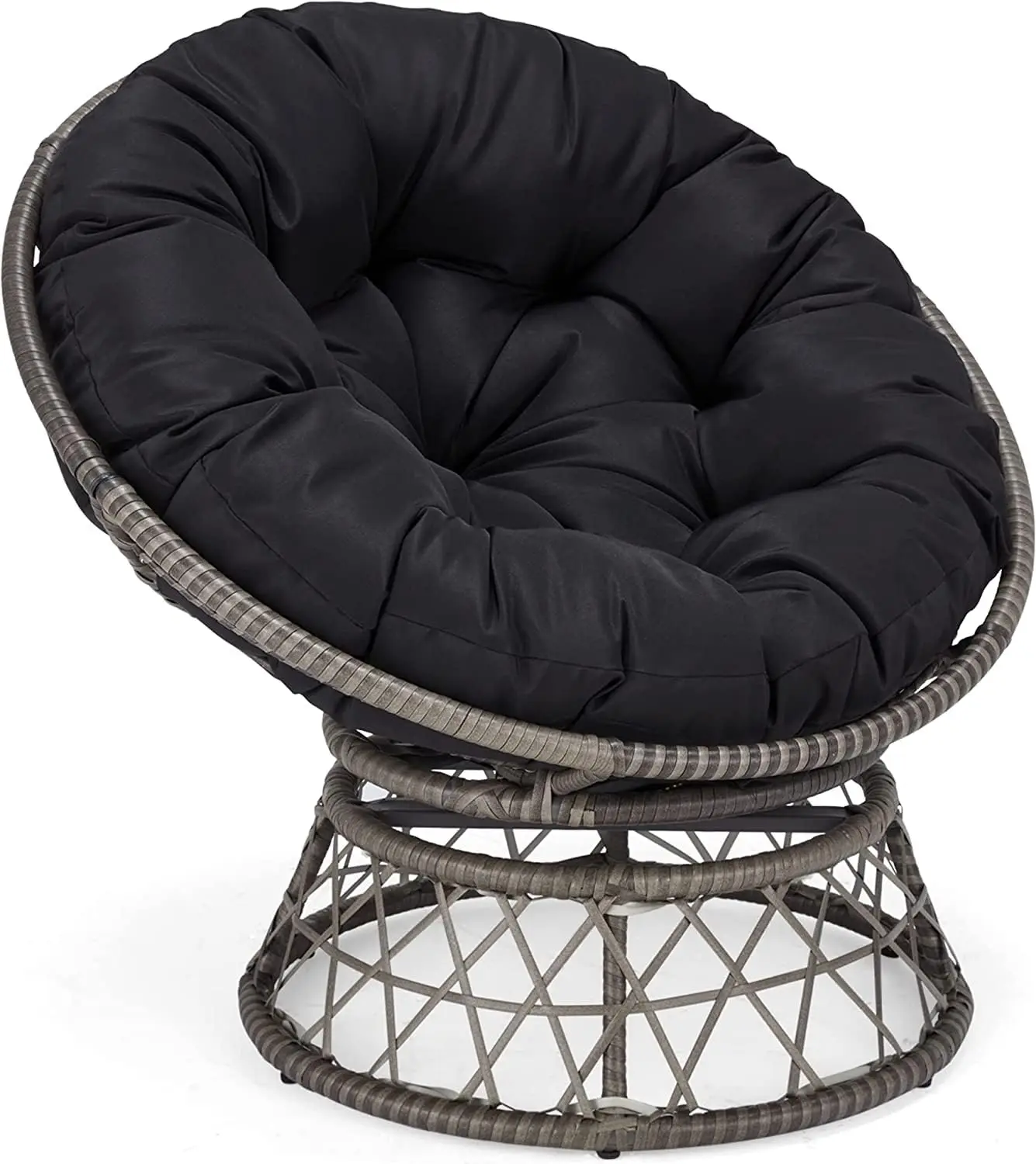 

40in Round Papasan Chair Outdoor Wicker Water Resistant Cushion Patio Balcony, Customized