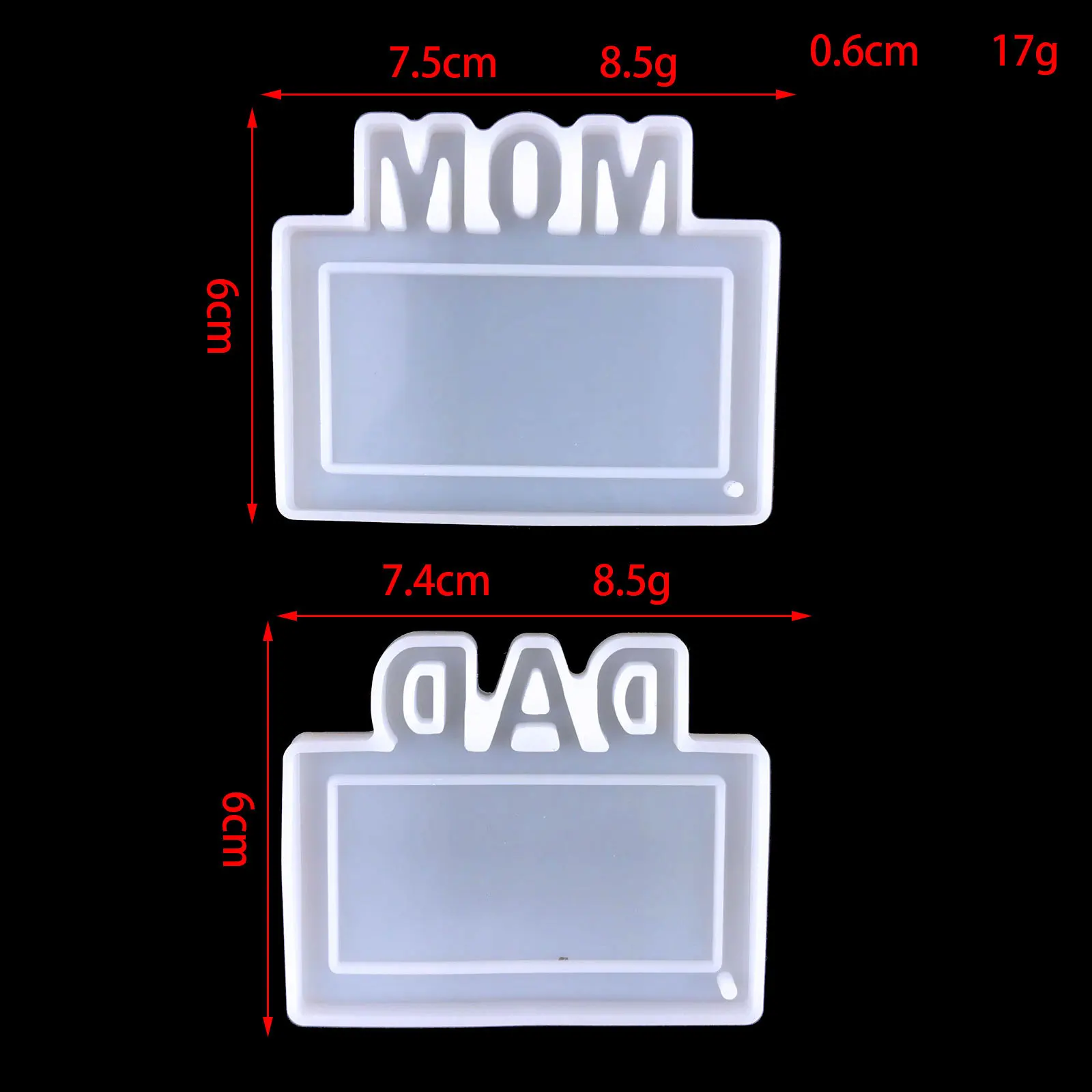 DIY Mom Dad Huruf Inggris Bingkai Foto Gantungan Kunci Kristal Silikon Cetakan Foto Bingkai Kunci Liontin Silikon Cetakan untuk Resin Casting