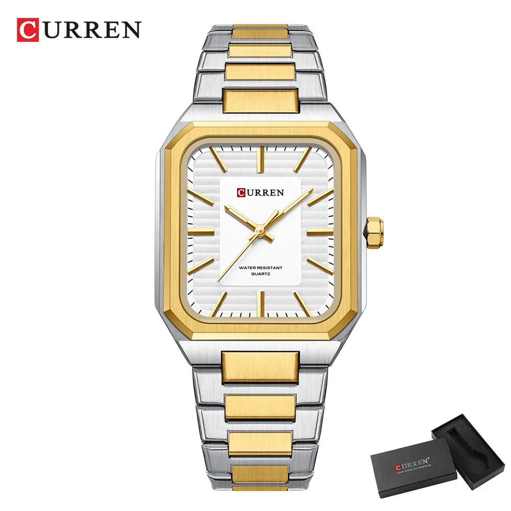CURREN NEUE rechteckige Business-Uhren für Männer 2023, Modemarke, Quarz-Edelstahlband, Armbanduhr, männliche Uhr 8457 8