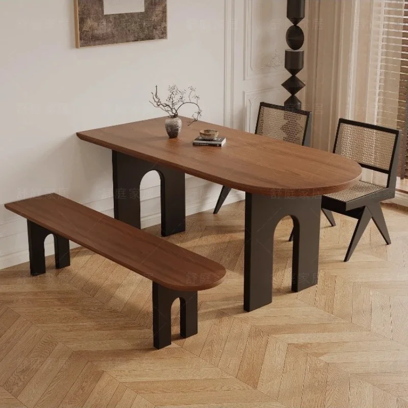 

French coffee table antique solid wood dining table rectangular household small apartment dining table and chair combination