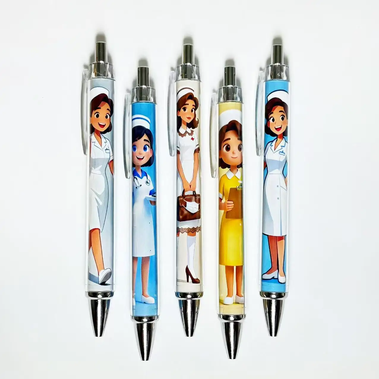5 قطعة/10 قطعة أقلام حبر جاف على شكل ممرضة أنثى إبداعية ، سلسلة طبية انقر فوق أقلام ، أقلام هدايا للكتابة للطلاب