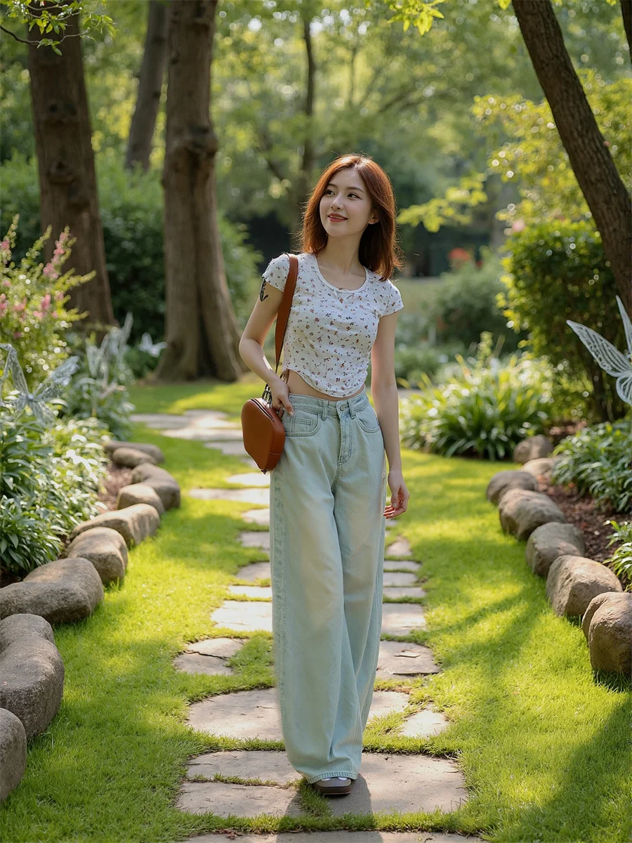 

Потертые джинсы с широкими штанинами, женские винтажные уличные джинсы с высокой талией, расклешенные плиссированные синие повседневные элегантные эластичные джинсовые карманы