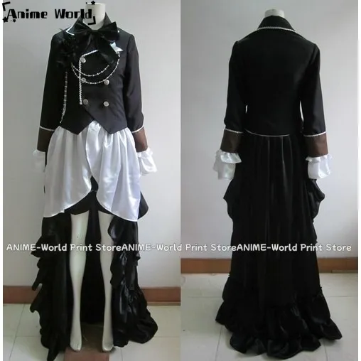 《Custom Size》Japanese Anime Black Butler Ciel Phantomhive Black Cosplay Costume Halloween