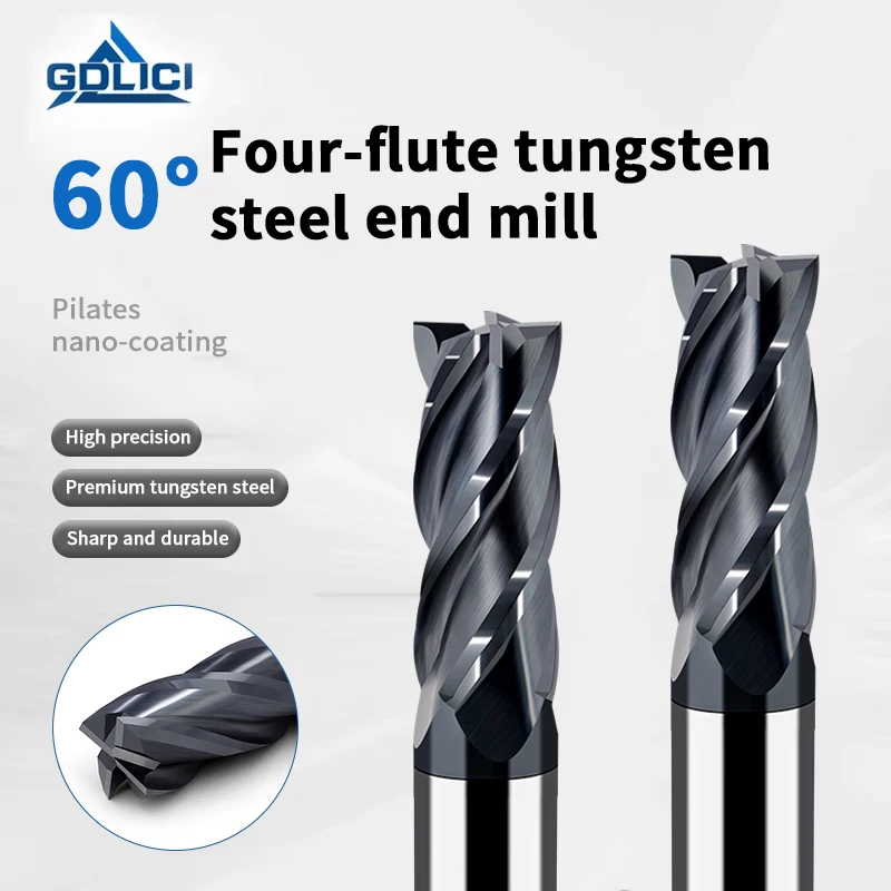 60HRC GC 4-flute Tungsten Steel End Mill, Carbide Extended S