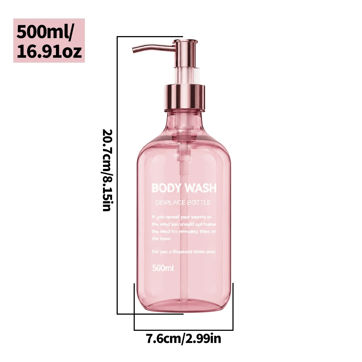 Bathroom Shower Dispenser Set, Refillable Pink Shampoo, Conditioner and Bodywash Bottles for Elegant Bath Decor view 3