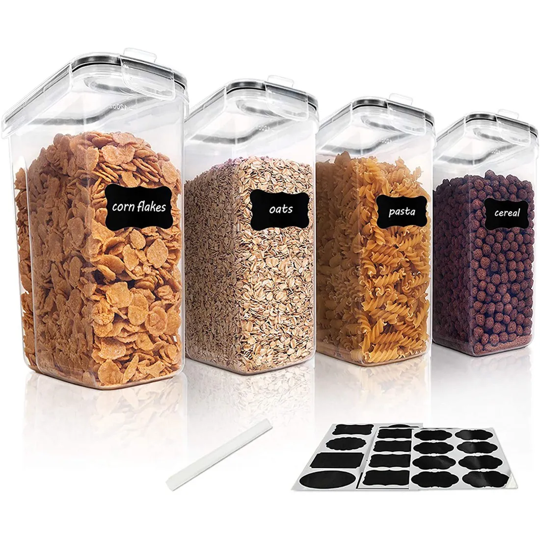 

4Pcs Cereal Storage Container Set, PP Airtight Food Storage Containers 2.5L for Cereal, Snacks and Sugar