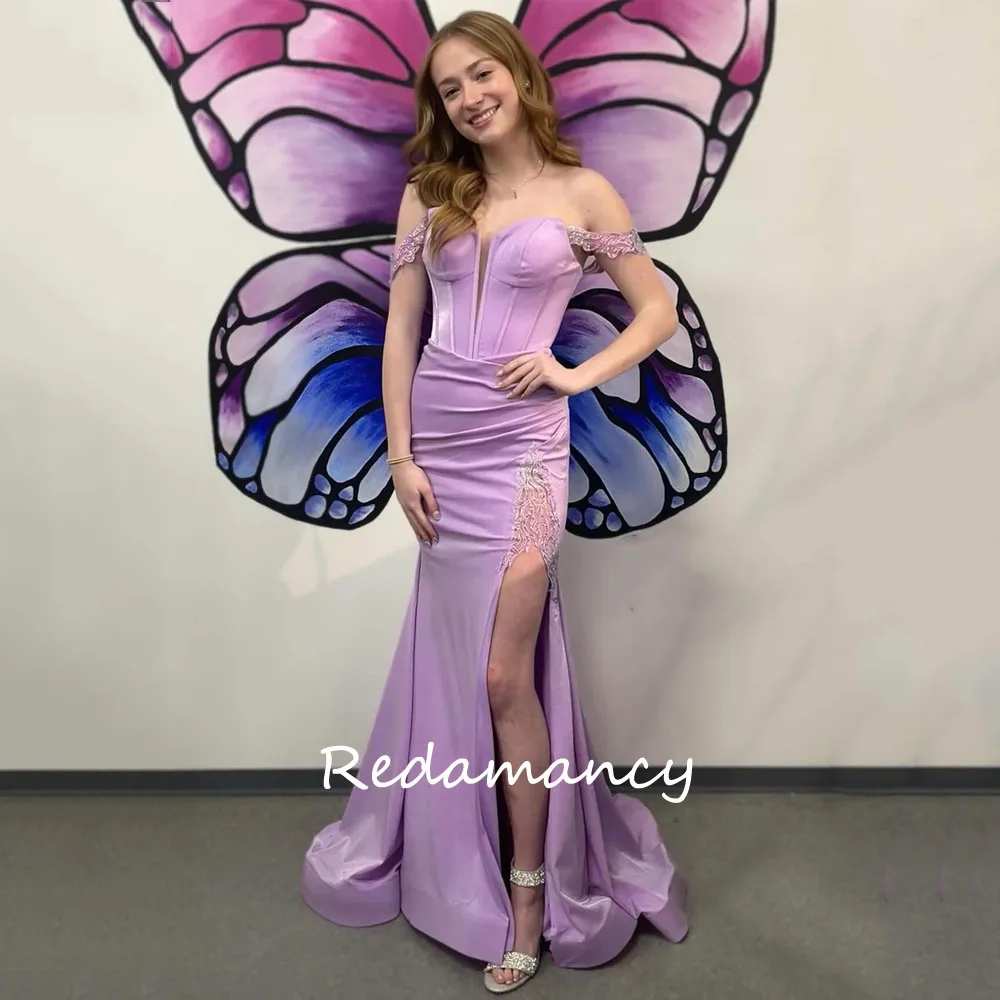 

Redamancy Purple Sweetheart Mermaid Prom Dresses 2024 Backless Lacer Up Sweep Train vestidos de novia Wedding Party Dress