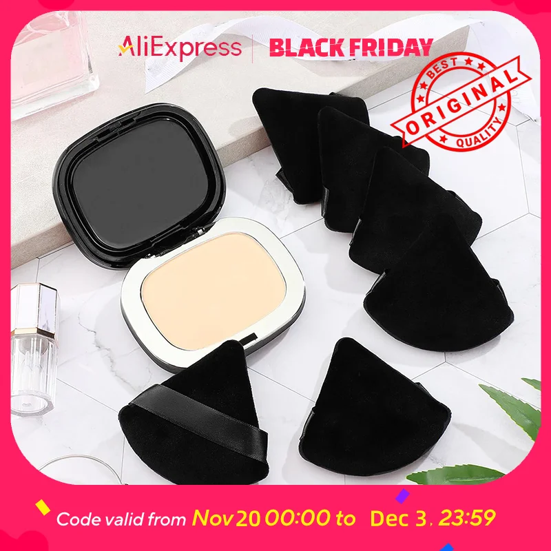 10個の黒い三角形のメイクアップスポンジ、液体ファンデーション用の非吸収性ブレンドスポンジ、柔らかい小さな顔用美容スポンジ