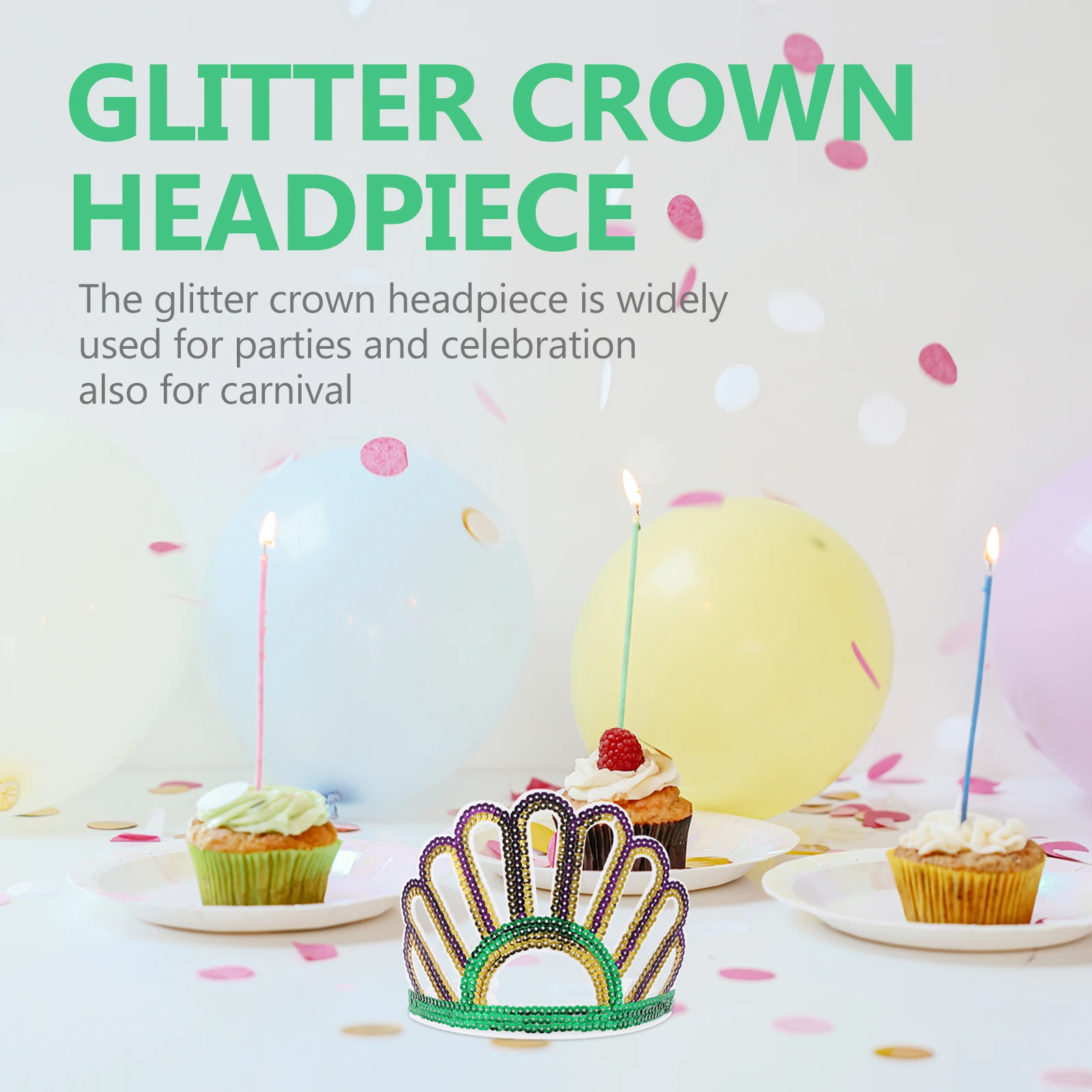 

Повязка на голову с короной и блестками, легкая удобная повязка на голову для вечеринки, дня рождения, праздника, украшение для волос, женский аксессуар, декор, повязка на голову