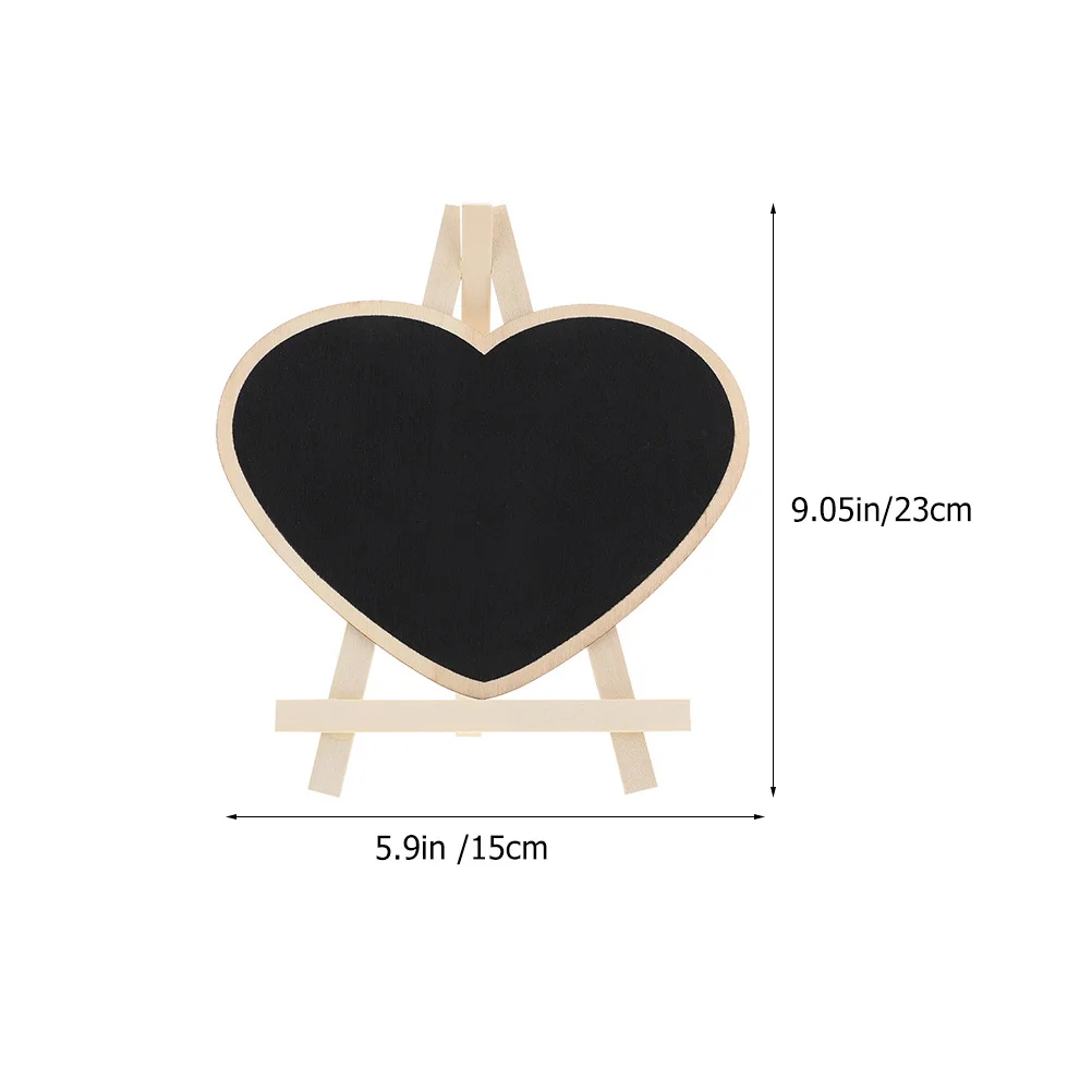 3Pcs Small Wooden Chalkboard Heart Shape Desktop Writing Board Reusable Sign for Imagination Creativity Practice