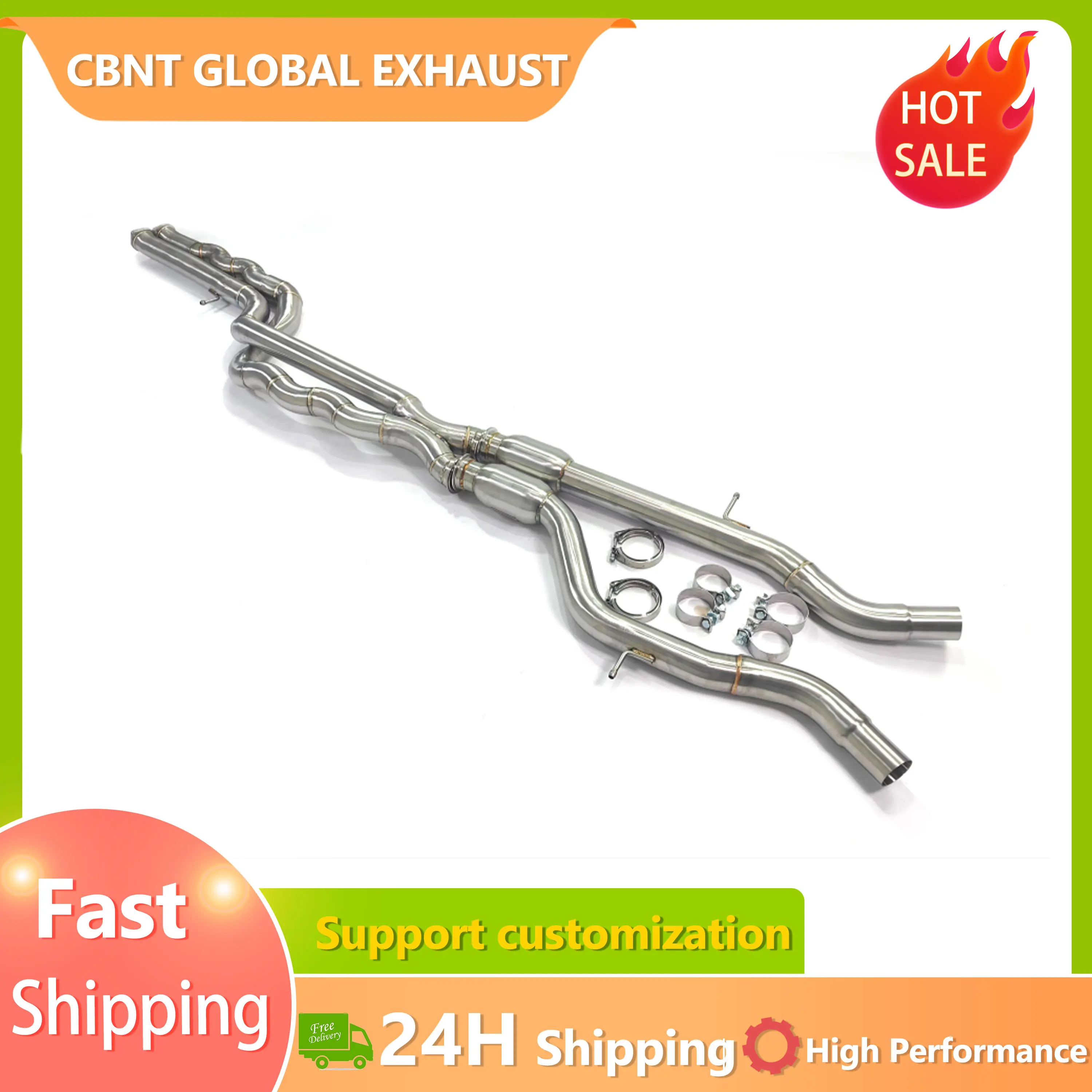 

CBNT In Stock Stainless Steel Equal Length Midpipe for BMW M3 F80 M4 F82 3.0T S55 2.75" 70mm with Resonated Midpipe Exhaust Pipe