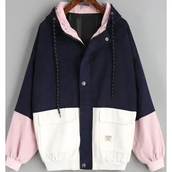 Color Block Patchwork Corduroy Hooded Fashion Jackets Men Hip Hop Hoodies Top Comfortable Coats Male Casual Streetwear Outerwear