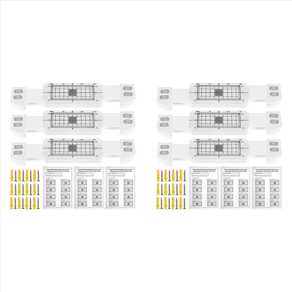 ABFW 6 Pcs Crack Monitoring Record, Acrylic Corner Tell-Tale Monitor,Tell-Tale Crack Monitoring Device,Measuring Instrument