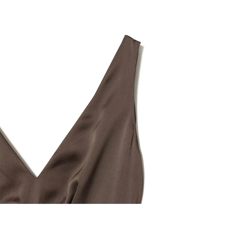 Neue Damen Sexy Langes Kleid Mode Satin V-Ausschnitt Ärmellose Kleider Frauen Sexy Rückenfreie Kleider Weibliche Elegante Partykleider