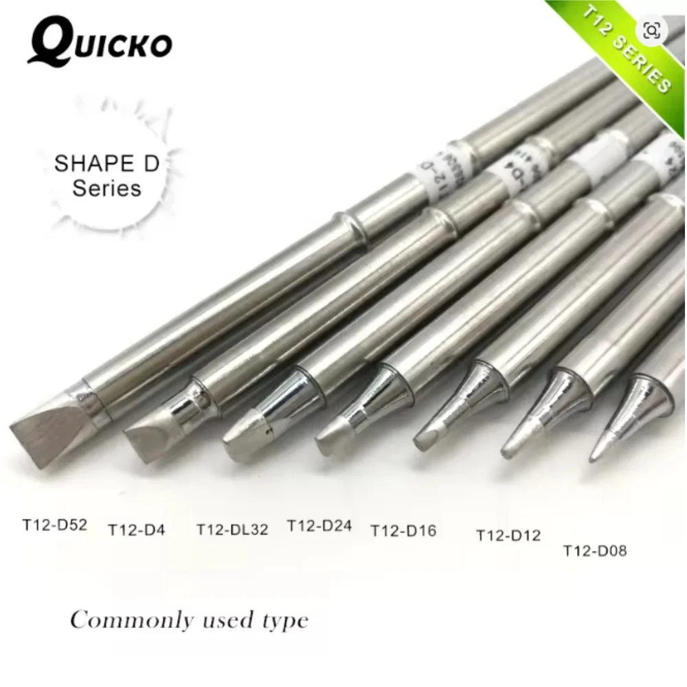 QUICKO T12 Tip Soldering Iron Tip T12-D08 D12 D16 D24 DL32 D4 D52  for Hakko Fx951 DIY T12 Soldering Station Kits Welding Tools