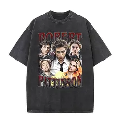 Washed Vintage Robert Pattinson T-shirts Movie Twilight Edward Cullen Graphic T Shirt Men Women Cotton Casual Oversized Tshirt