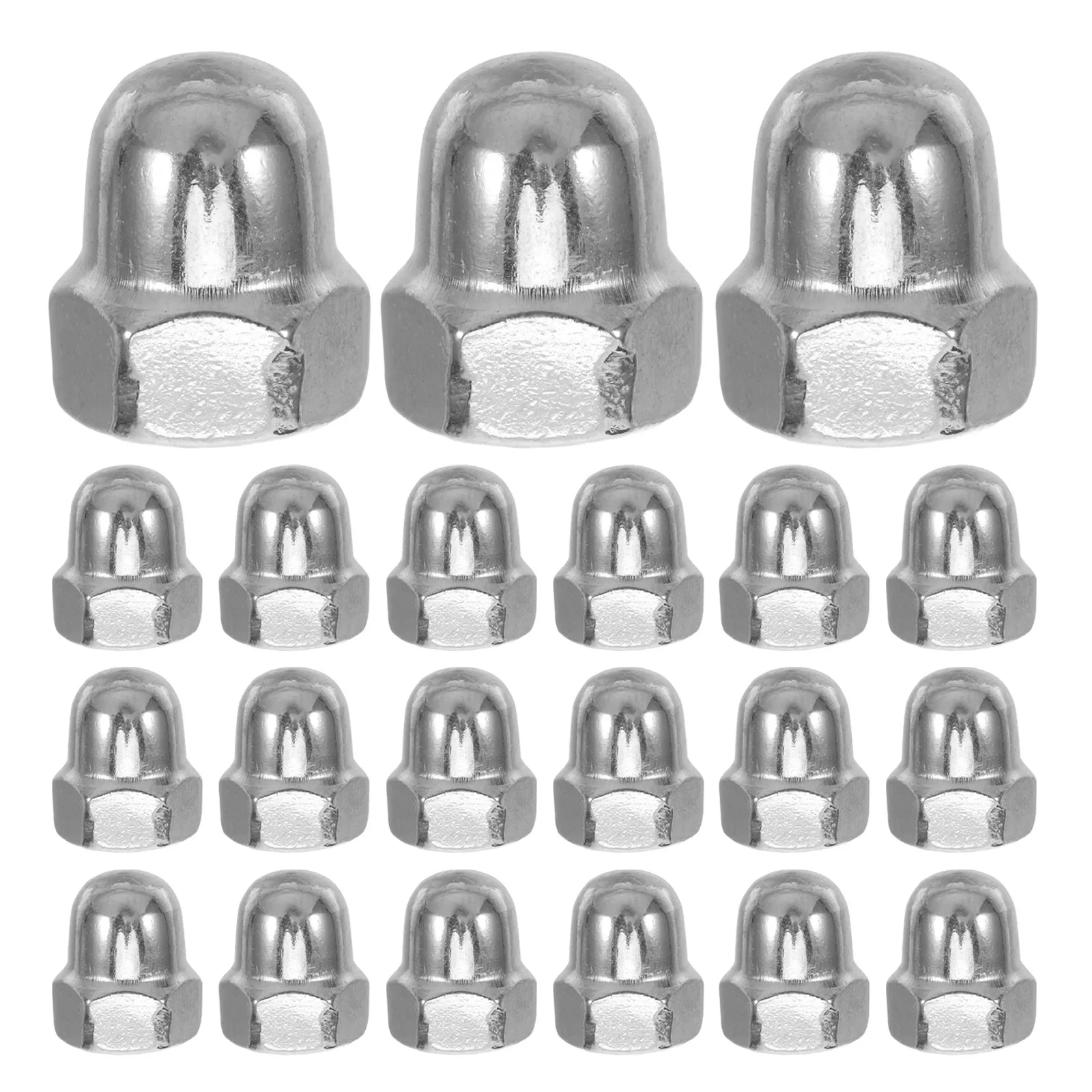 60Pcs Hexagon Stainless Steel Cap Nuts Round Dome Head Acorn Nut Protection Caps for Hardware Furniture Automotive Marine