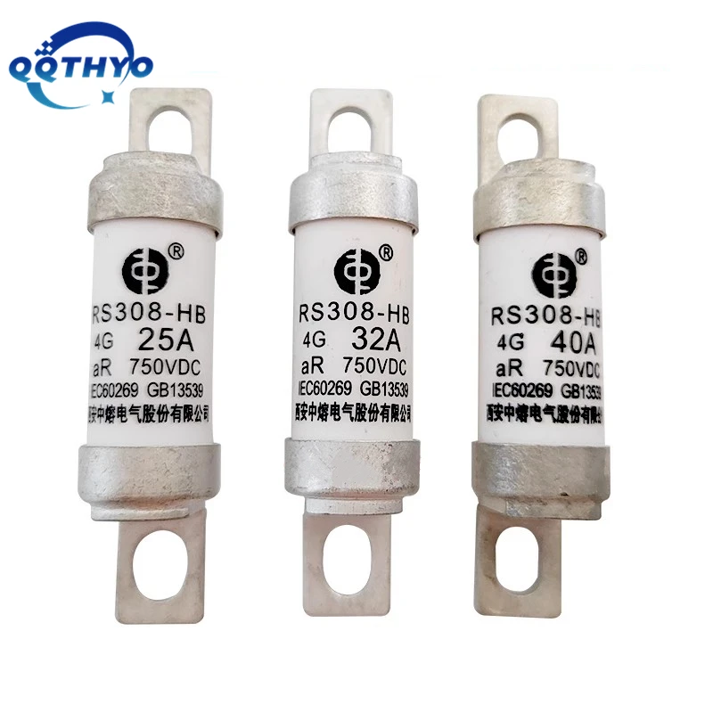Electric Vehicle Fuse RS308-HB 4G 10A 16A 20A 25A 32A 40A 50A 63A 80A 100A aR 750VDC Molten core