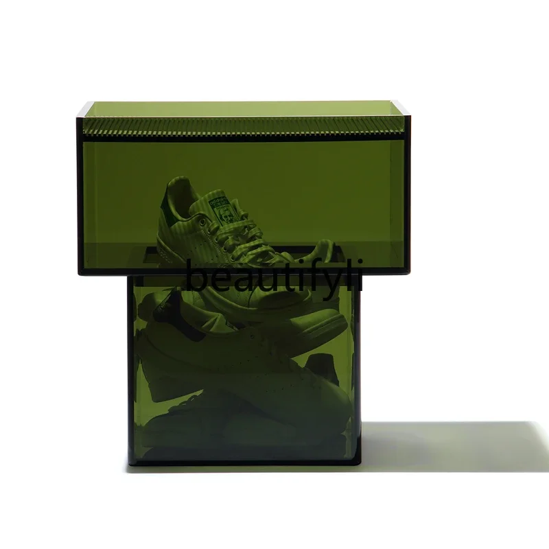 

Modern, light-transmitting acrylic edge few casual retro brown-green, energy storage cabinet bedside storage edge few