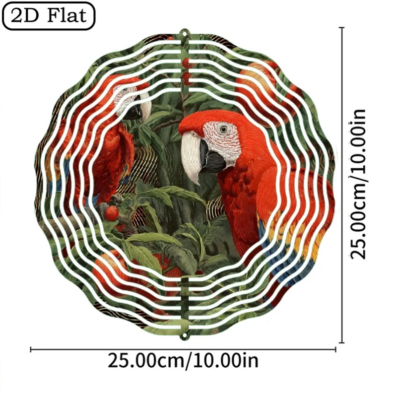 Metal Rotating Parrot Wind-Powered Decoration - An Electricity-free Outdoor/indoor Wind-driven Device Featuring Vibrant Red,Blue