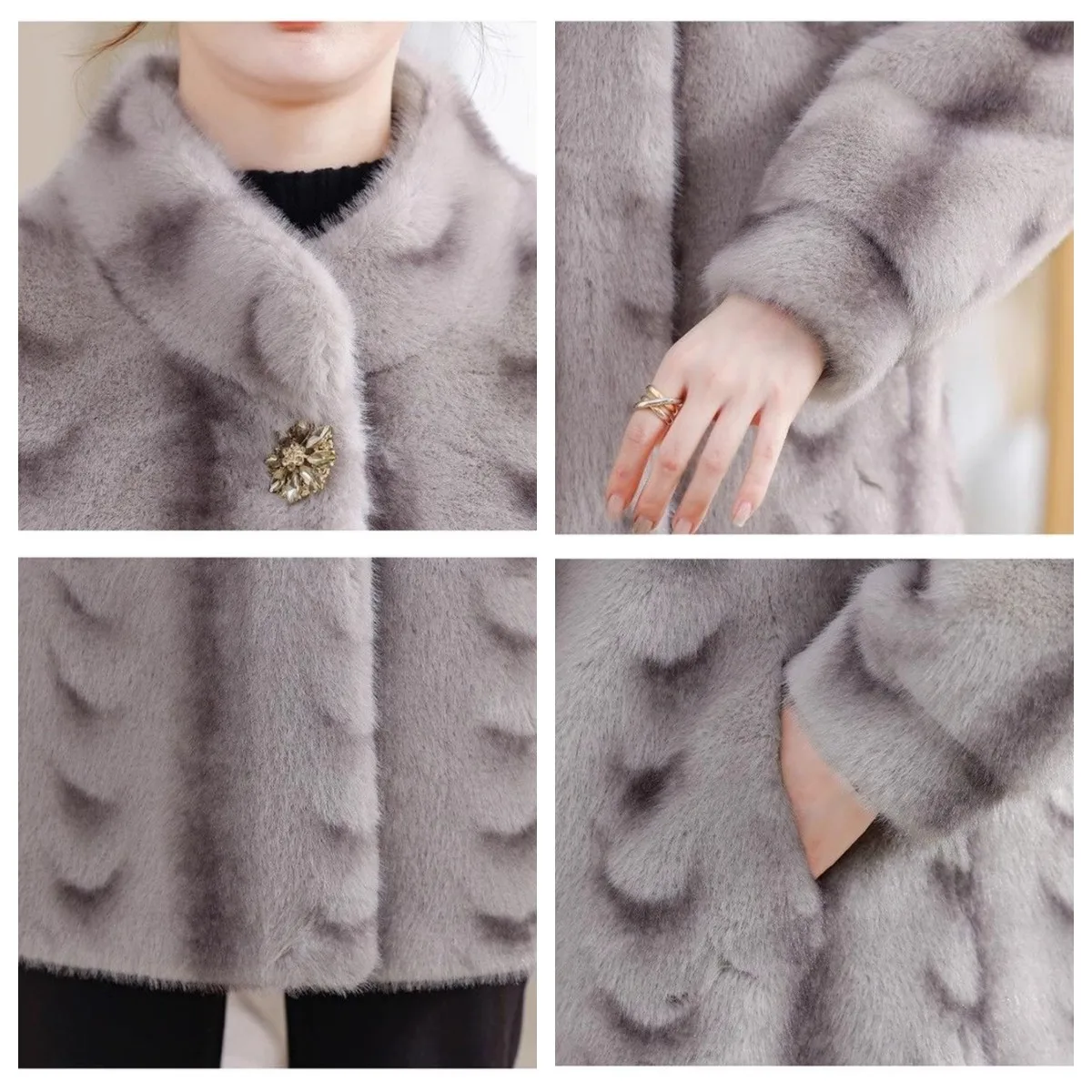 Winter Mid Long Mink Fur Coat New Middle-aged Women Clothing Thick Sheep Shearing Female Imitate Fur Coat Outerwear Overcoat
