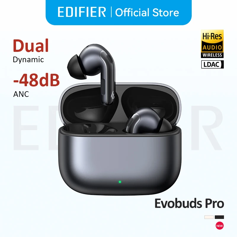 Edifier Evobuds Pro True Wireless Auricolari con cancellazione del rumore Bluetooth V6.0 LDAC Audio ad alta risoluzione ibrido ANC AI Traduzione vocale IP54