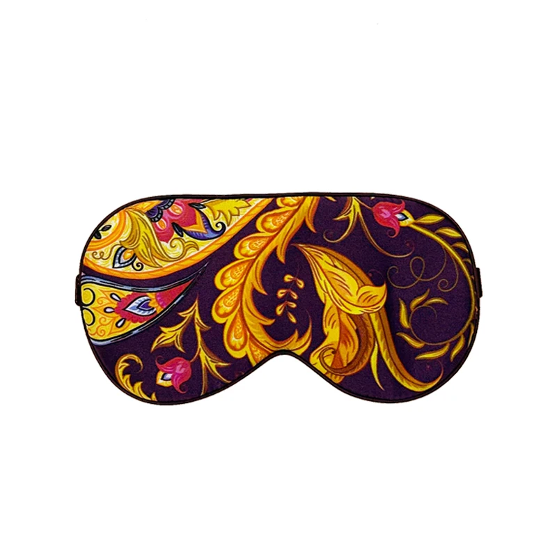 

1pc Sleep Eye Mask Floral Pattern 100% Mulberry Silk Eyeshade Soft Blindfold Travel Relax Aid Adjustable Multicolor