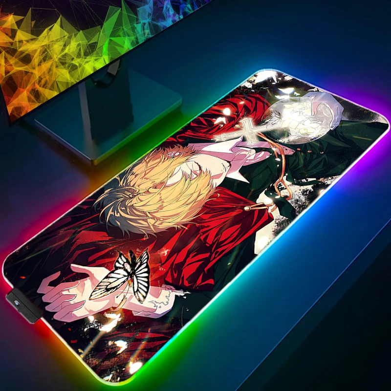 RGB LED Mauspad Büro Schreibtisch Matte One Piece Sanji Computer Spiel Mousepad Gummi Tastatur Pad PC Zubehör Maus Matte Tablet Pad