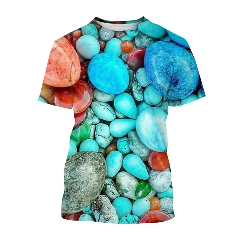 3D Printing Colorful Stone T Shirt Men Women Casual Short-sleeved Cobblestone Pattern Tees Harajuku Fashion Streetwear T-shirts