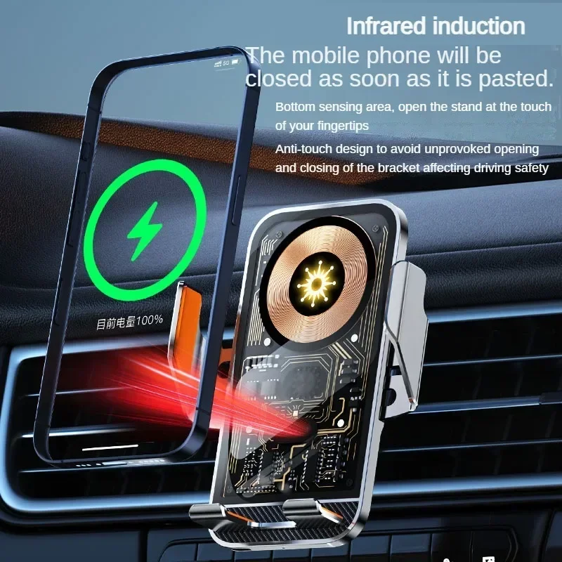 Transparent car navigation bracket, car air outlet, universal car wireless charging mobile phone holder image 2