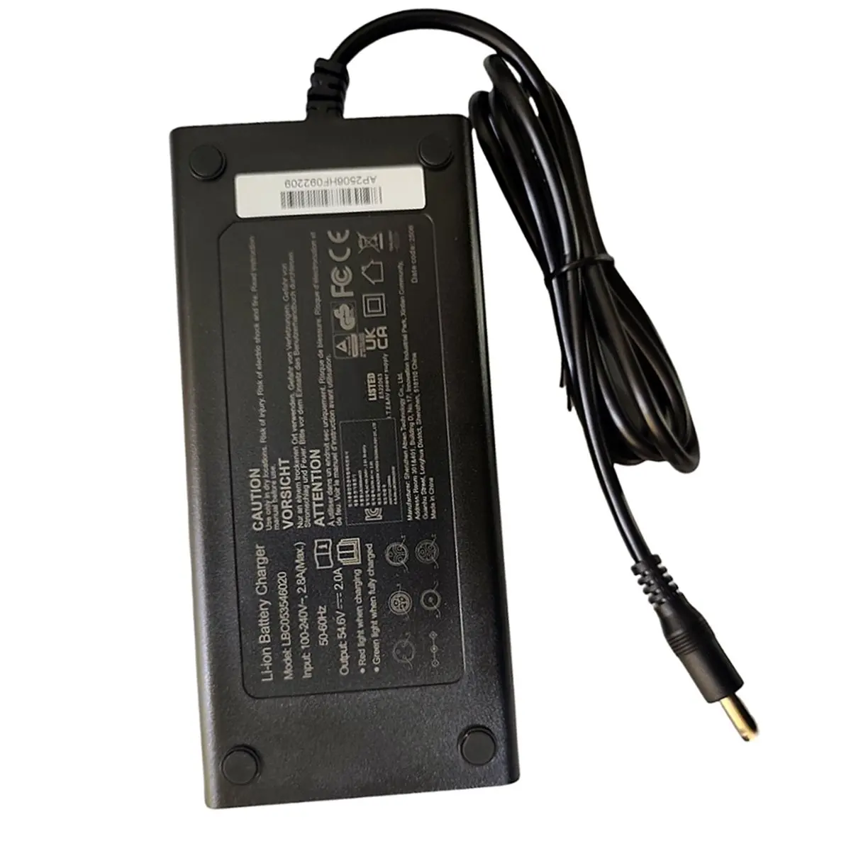 

For V8 Electric Bicycle Battery Charger 54.6V 2A Electric Bike Charger Replace Spare Accessories US