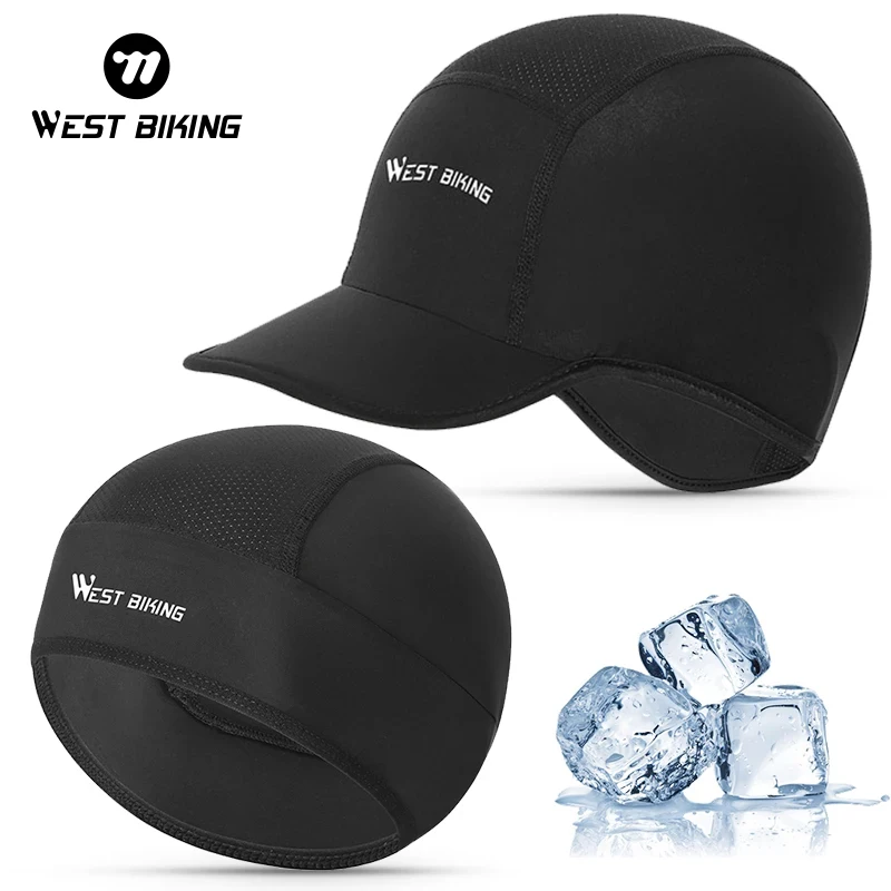 WEST BIKING Summer Cycling Caps Ice Silk Anti-UV Hat Outdoor Sports Cap Helmet Liner Hat Road Bike Bike Men Women Cycling Band