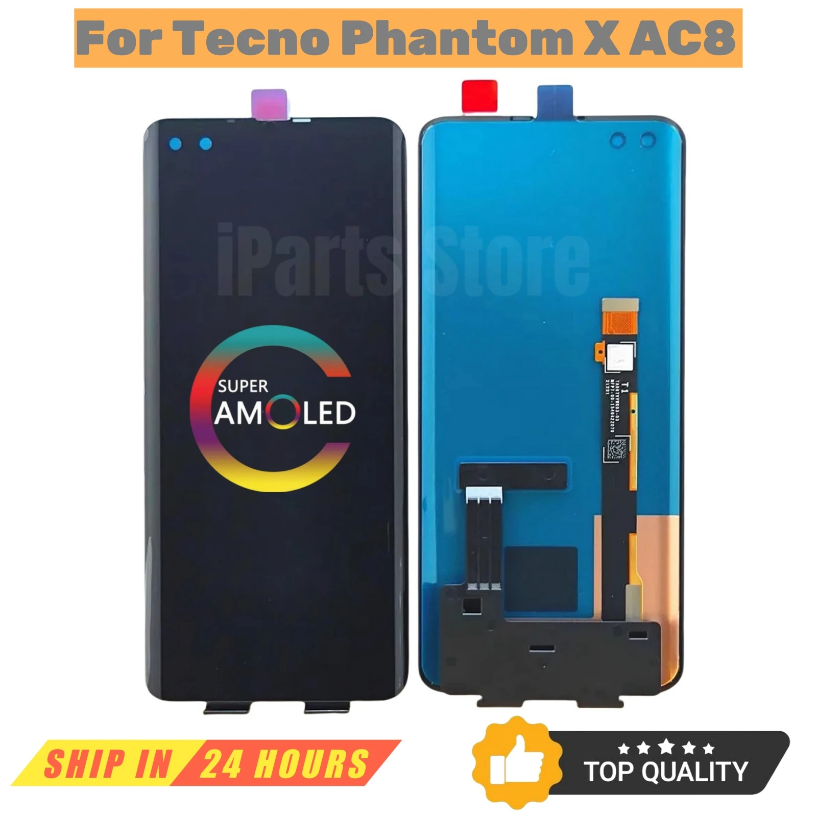 iParts Replacement Super AMOLED Display For Tecno Phantom X AC8 Touch Screen Digitizer Assembly Black New Repair Parts