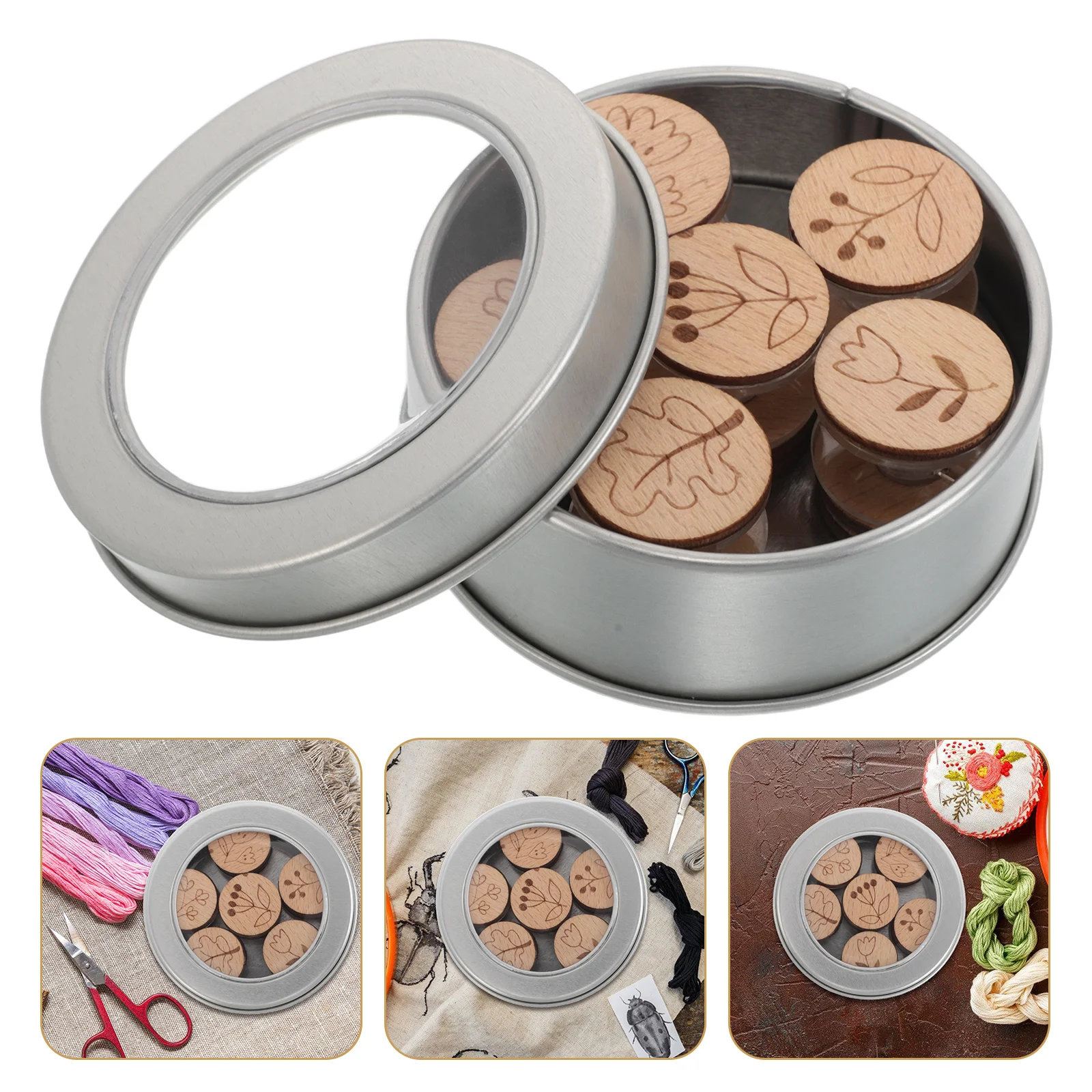 

6 Pcs Cross Stitch Tool Set Embroidery Thread Stand Sewing Bobbin Winders Spool Organizer Metal Bobbins Storage Holder