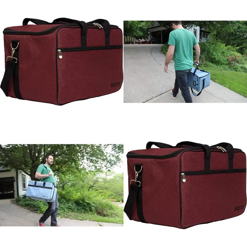 Padded Board Game Tote Bag with Backpack and Shoulder Straps in Red