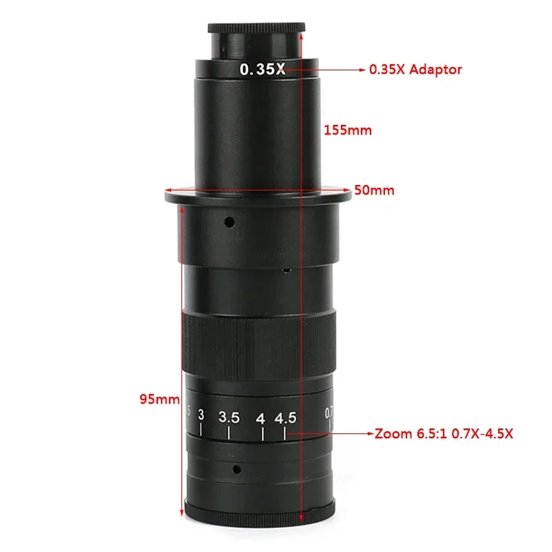 Adjustable 180X 120X 300X 200X 130X Zoom C mount Lens 0.7X~4.5X Magnification 25mm For HDMI USB Industry Video Microscope Camera