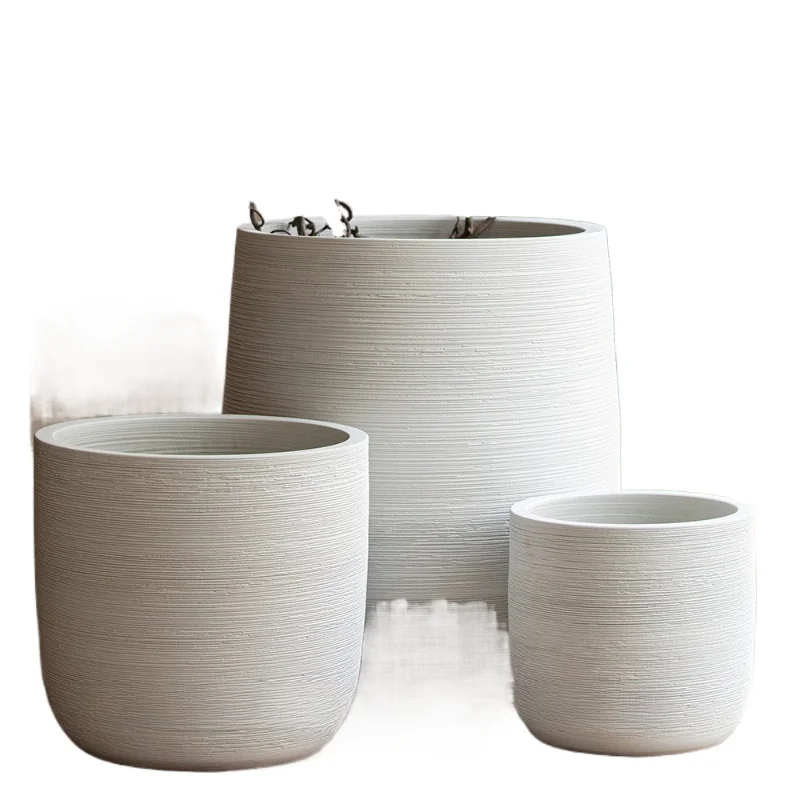 

Nordic simple modern ceramic flower pot white large diameter vase