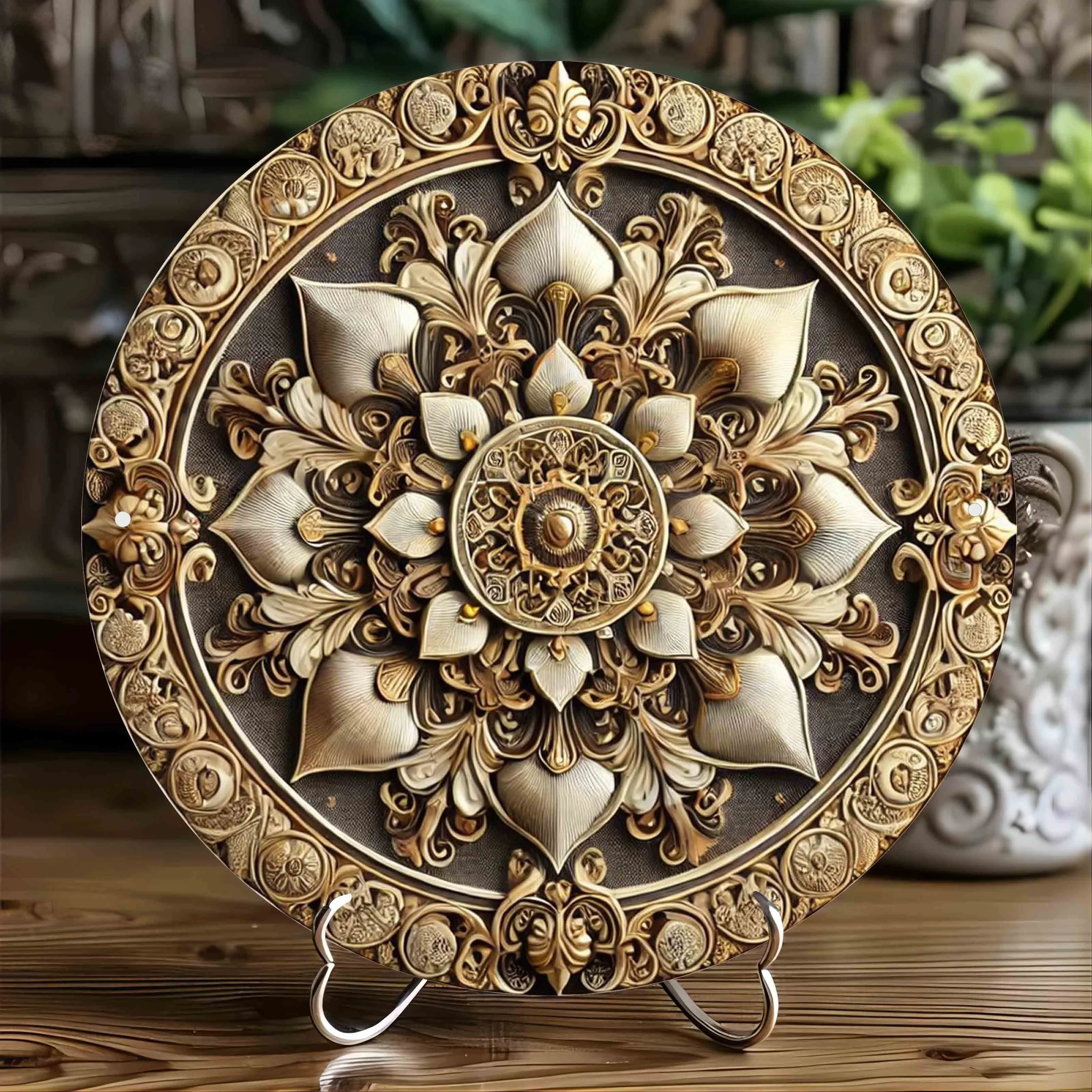 Luxury Mandala Wall Art - Aluminum Foil Engraved Round Artwork for Home, Bedroom, Living Room, Cafe Decor - Image 3