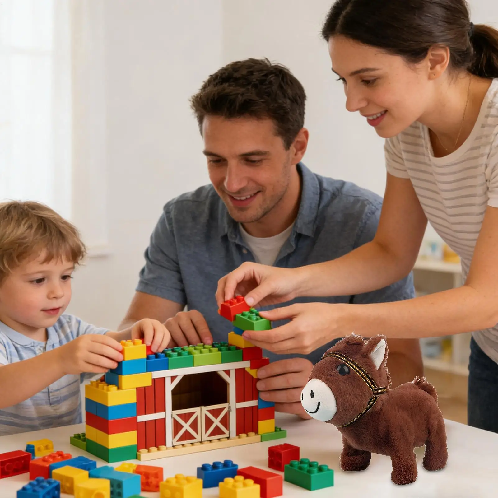 귀여운 봉제 인형 시뮬레이션 말 인터랙티브 어린이용 부드러운 동물 인형 전자 동반 장난감 어린이 선물 생일 상